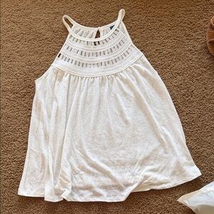 NWOT Old Navy White Crochet Yoke Halter Tank